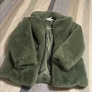 Kids Green Faux Fur Jacket